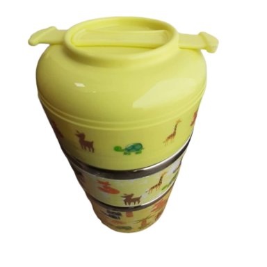LONCHERA AMARILLO LOCNHERA PORTÁTIL INFANTIL FIAMBRERA 3 CAPAS TÉRMICO AISLADO - 4