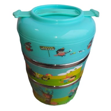 LONCHERA PORTÁTIL CELESTE INFANTIL FIAMBRERA 3 CAPAS TÉRMICO AISLADO