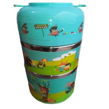 LONCHERA PORTÁTIL CELESTE INFANTIL FIAMBRERA 3 CAPAS TÉRMICO AISLADO - 3