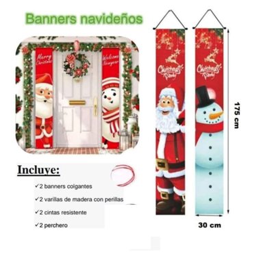 SET 2 BANNER NAVIDEÑOS COLGANTES PANCARTAS DECORACIÓN