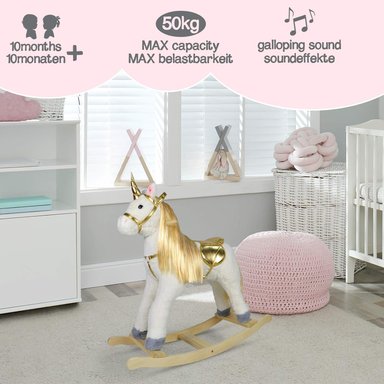 MECEDOR UNICORNIO BALANCÍN PELUCHE MUSICAL YOYO ROCKING - 4