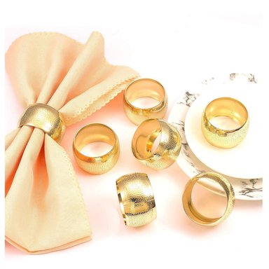 PACK 6 SERVILLETEROS DORADO AROS GOLD PREMIUM BRILLANTES