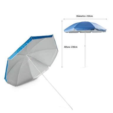 SOMBRILLA MULTICOLOR PLAYERA EXTRAGRANDE 210CM PROTECCIÓN UV FUNDA - 2