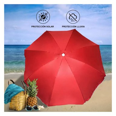 SOMBRILLA MULTICOLOR PLAYERA EXTRAGRANDE 210CM PROTECCIÓN UV FUNDA - 4