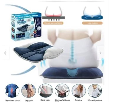 ASIENTO COXIS NEGRO COJÍN ORTOPÉDICO OFICINA AUTO HOGAR