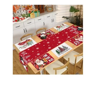 SET INDIVIDUALES 6 PIEZAS MULTICOLOR TELA MAS CAMINO NAVIDEÑO