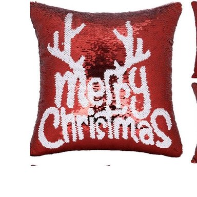 COJINES REVERSIBLE LENTEJUELAS COPO DE NIEVE DECORACIÓN DEL HOGAR ROJO