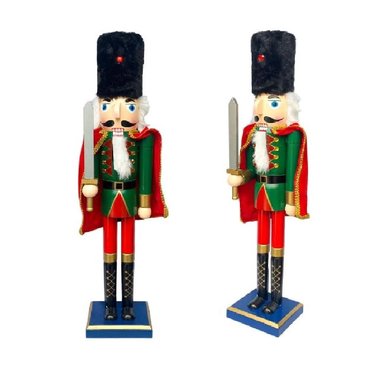 CASCANUECES MULTICOLOR MADERA NAVIDAD SOLDADO ESPADA 61CM CAPA