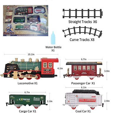 TREN MARRON ELECTRICO CLASICO BOTA HUMO LUMINOSO NAVIDAD 19 PZAS - 2