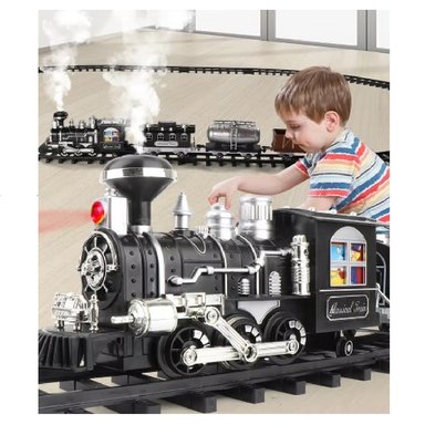 TREN MARRON ELECTRICO CLASICO BOTA HUMO LUMINOSO NAVIDAD 21 PZAS