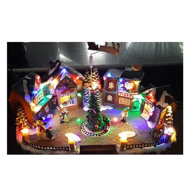 VILLA CIUDAD NAVIDEÑA ANIMADA MUSICAL LUMINOSO PAPÁ NOEL CON TRINEO - 2