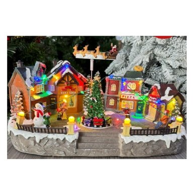 VILLA CIUDAD NAVIDEÑA ANIMADA MUSICAL LUMINOSO PAPÁ NOEL CON TRINEO - 3