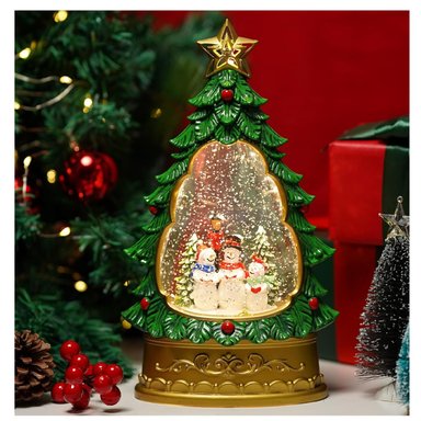 ÁRBOL NAVIDEÑO LÁMPARA MUSICAL DE AGUA MODELO MUÑECOS DE NIEVE - 3