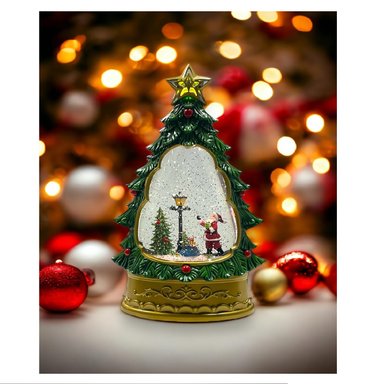 ÁRBOL NAVIDEÑO LÁMPARA MUSICAL DE AGUA MODELO PAPA NOEL Y FAROL