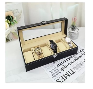 PORTA RELOJ DE 6 ESPACIOS NEGRO TENDENCIA REDES