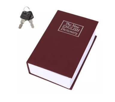 CAJA FUERTE CAJA MENOR CON LLAVE FORMA DE DICCIONARIO