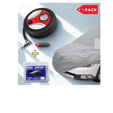 PACK COBERTOR FUNDA PARA AUTO XL CON INFLADOR DE LLANTAS