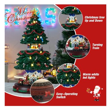 VILLA ÁRBOL NAVIDEÑO EXPANDIBLE TRENES GIRATORIOS MUSICAL LUCES - 2