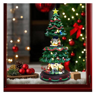 VILLA ÁRBOL NAVIDEÑO EXPANDIBLE TRENES GIRATORIOS MUSICAL LUCES - 3