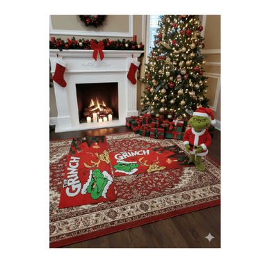 SET ALFOMBRAS DECORATIVAS NAVIDEÑAS 2 PZAS GRINCH