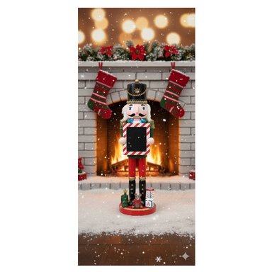 CASCANUECES NAVIDEÑO SOLDADO MADERA DECORACIÓN PIZARRA NEGRO