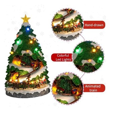 VILLA ÁRBOL NAVIDEÑO TRENES GIRATORIOS TRINEO PAPA NOEL MUSICAL LUCES - 2