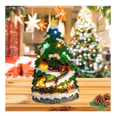 VILLA ÁRBOL NAVIDEÑO TRENES GIRATORIOS TRINEO PAPA NOEL MUSICAL LUCES - 3