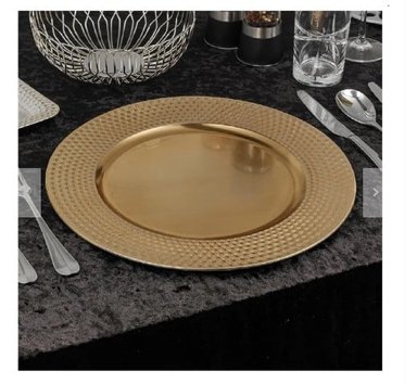 PLATO FONDO SITIO BORDE PUNTOS DORADO 33CM DECORACIÓN MESA - 2