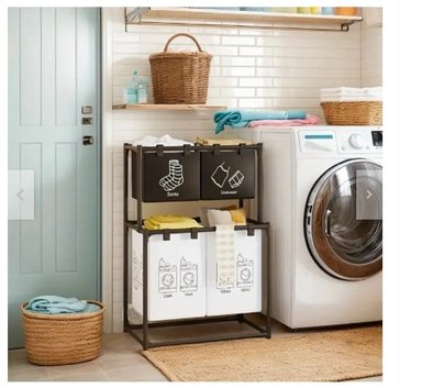 ESTANTE PARA LAVANDERÍA DE 2 NIVELES MIRELLA NEGRO