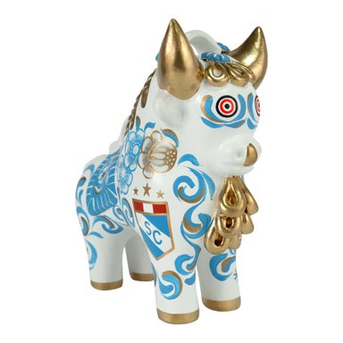 TORITO DE PUCARÁ BLANCO Y CELESTE - CLUB SPORTING CRISTAL (20 CM)