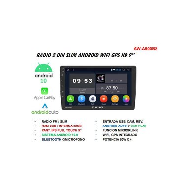 AUTORADIO ANDROID 2 DIN IPS 9' HD 2GB+32GB WIFI ANDROID AUTO CAR PLAY - 2