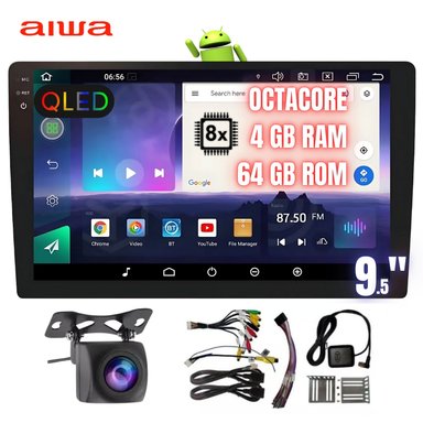 AUTORADIO AIWA ANDROID PANTALLA 2K HD 9.5'' SLIM OCTACORE 4GB+64GB BT WIFI GPS CARPLAY ANDROID AUTO AW-2K-A