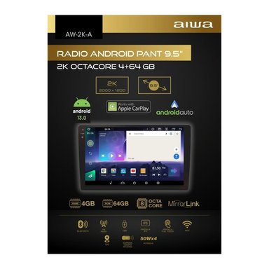AUTORADIO AIWA ANDROID PANTALLA 2K HD 9.5'' SLIM OCTACORE 4GB+64GB BT WIFI GPS CARPLAY ANDROID AUTO AW-2K-A - 3