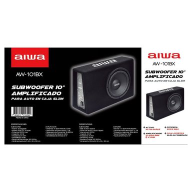 SUBWOOFER AIWA AMPLIFICADOR PARA AUTO  10" CAJA SLIM ALFOMBRADA 600W AW-101BX - 3