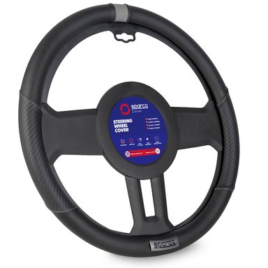 FUNDA CUBRE VOLANTE SPARCO LOGO METÁLICO SPS111GR GRIS NEGRO - 2