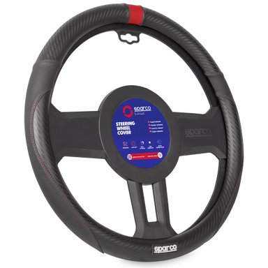 FUNDA CUBRE VOLANTE SPARCO SPS123RD FIBRA CARBONO NEGRO ROJO