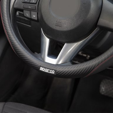 FUNDA CUBRE VOLANTE SPARCO SPS123RD FIBRA CARBONO NEGRO ROJO - 4