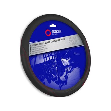 FUNDA CUBRE VOLANTE SPARCO NEGRO COSTURA ROJA SPS117BKR