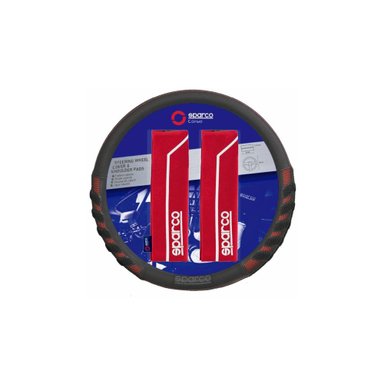 SET CUBRE VOLANTE + FUNDA CUBRE CINTURÓN SPARCO NEGRO ROJO SPS106RD_C