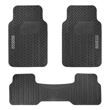 PISO DE GOMA PARA AUTO SPARCO 3 PIEZAS NEGRO SPF501BK
