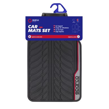 PISO DE GOMA PARA AUTO SPARCO 4 PIEZAS NEGRO ROJO SPF507RD - 3