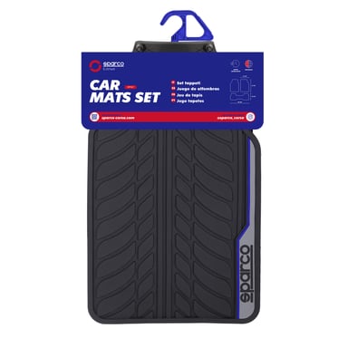 PISO DE GOMA PARA AUTO SPARCO 4 PIEZAS NEGRO AZUL SPF507BL - 3
