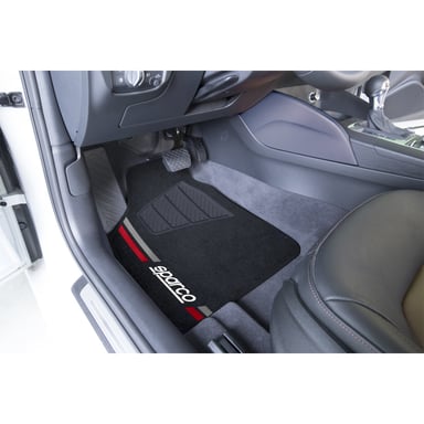 PISO DE GOMA PARA AUTO SPARCO 4 PIEZAS NEGRO ROJO SPF508RD - 2