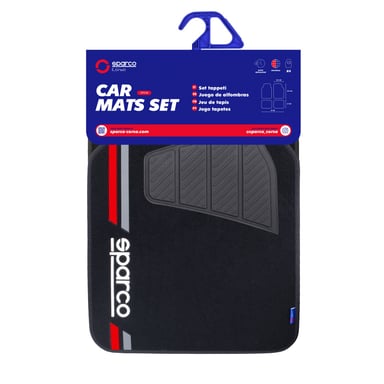 PISO DE GOMA PARA AUTO SPARCO 4 PIEZAS NEGRO ROJO SPF508RD - 3