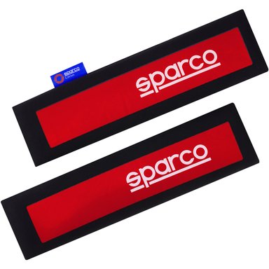 SET DE ALMOHADILLAS DE CINTURÓN DE SEGURIDAD SPARCO NEGRO ROJO SPC1203 - 2