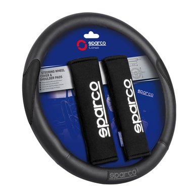 CUBRE VOLANTE + CUBRE CINTURÓN DE SEGURIDAD SPARCO NEGRO SPC1116KBK