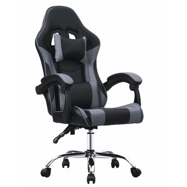 SILLA GRIS GAMER ERGONÓMICA OFICINA CON RUEDAS GC-2223 - 1