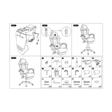 SILLA NEGRO GAMER ERGONÓMICA OFICINA CON RUEDAS GC-2221T - 4