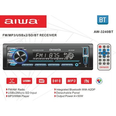 AUTORADIO AIWA AW-3240BT BLUETOOTH USB AUX 7 COLORES PANEL DESMONTABLE - 3