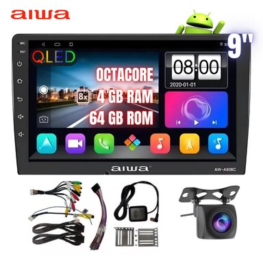 AUTORADIO AIWA AW-A908C BLUETOOTH ANDROID OCTACORE 2 DIN HD 9'' WIFI GPS 4GBX64GB+CAMARA